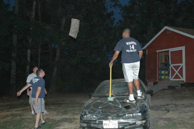 Nick trying to fly after the log