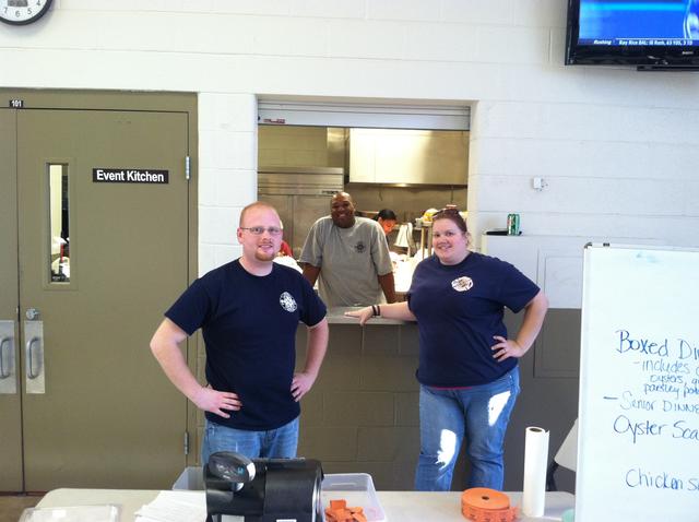 Andrew works the register, Liz helps out and Petey works Expo