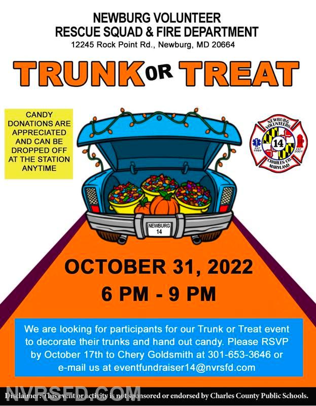 TRUNK OR TREAT Newburg Volunteer Rescue Squad & Fire Department